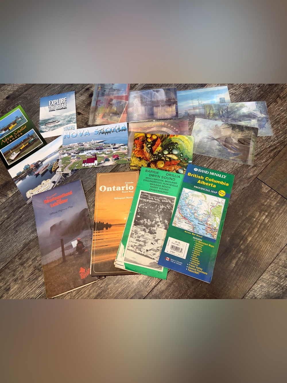 Canada postcards and vintage road maps